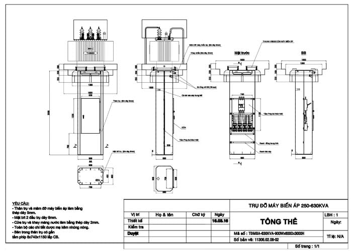 Trụ Đỡ Máy Biến Áp Dầu 160kVA - 630kVA