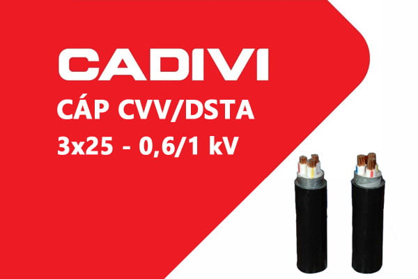 Cáp Điện Hạ Thế Giáp Băng Thép - CADIVI: CVV/DSTA - 3x25 - 0,6/1 kV - Cáp Ngầm