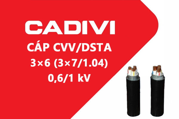 Cáp Điện Hạ Thế Giáp Băng Thép - CADIVI: CVV/DSTA - 3×6 (3×7/1.04) - 0,6/1 kV - Cáp Ngầm