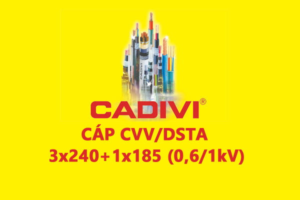 Cáp Điện Hạ Thế Giáp Băng Thép - CADIVI: CVV/DSTA - 3x240 +1x185 - 0,6/1 kV- Cáp Ngầm