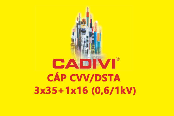 Cáp Điện Hạ Thế Giáp Băng Thép - CADIVI: CVV/DSTA - 3x35+1x16 - 0,6/1 kV- Cáp Ngầm