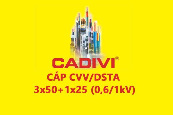 Cáp Điện Hạ Thế Giáp Băng Thép - CADIVI: CVV/DSTA - 3x50+1x25 - 0,6/1 kV- Cáp Ngầm