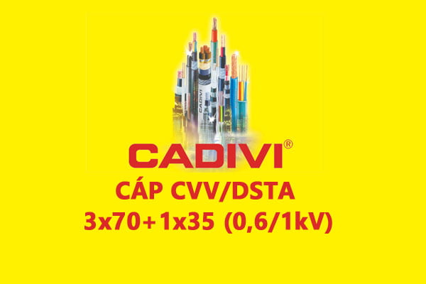 Cáp Điện Hạ Thế Giáp Băng Thép - CADIVI: CVV/DSTA - 3x70+1x35 - 0,6/1 kV- Cáp Ngầm