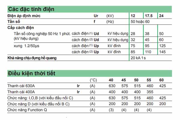 Thông Số Kỹ Thuật Tủ RMU Schneider