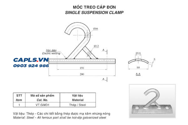 [Cập Nhật Giá] Móc Đơn Treo Cáp Vặn Xoắn ABC