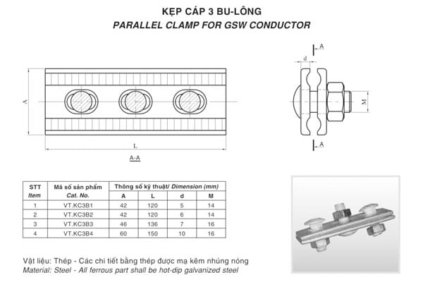 [Báo Giá] Kẹp 3 Bulon Dùng Cho Cáp Thép