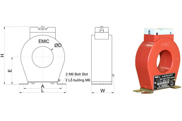 Cấu tạo máy biến dòng đo lường EMIC