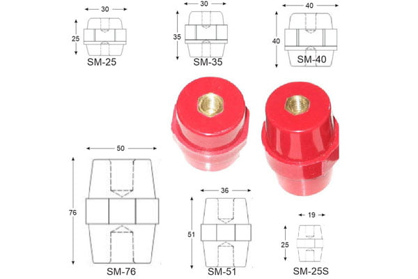 Gối sứ cách điện nhựa SM25, SM30, SM35, SM40, SM51, SM76