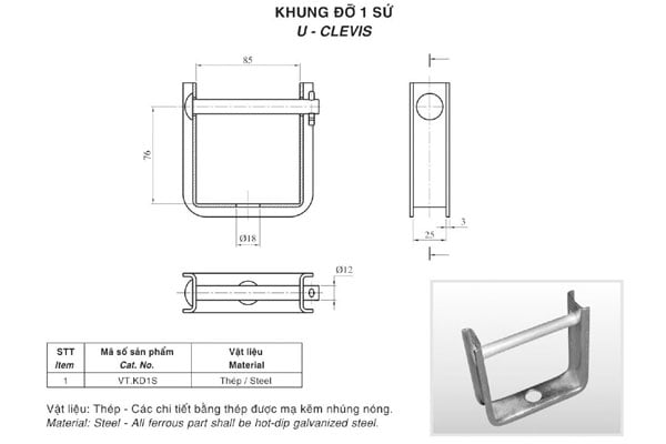 Cấu tạo khung đỡ 1 sứ