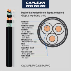 Cáp Cu/XLPE/PVC/DSTA/PVC 24kV